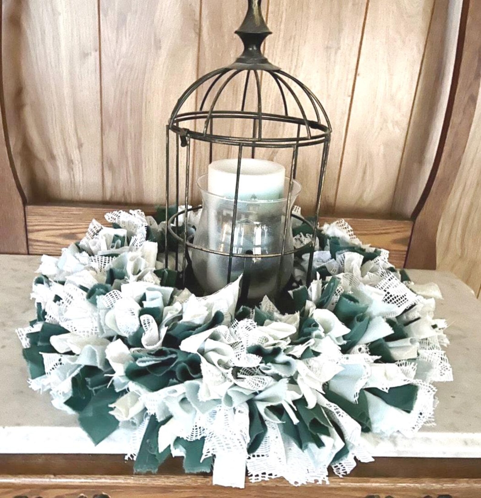 Rag Wreath Shabby Chic Wall Decor Wall Hangings Door Hangings Fabric ...