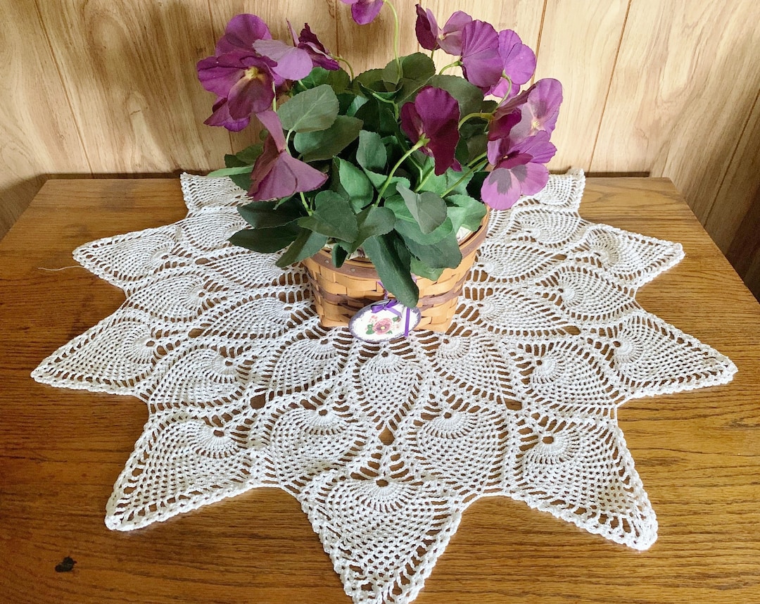 Large White Doily Pineapple Doily Linens Table Covers Lacy Etsy