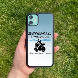 Funda para iPhone de moto, Bonneville Salt Flats, Merchandising de motos, Funda para iPhone de moto de Salt Flats, Funda para iPhone de moto