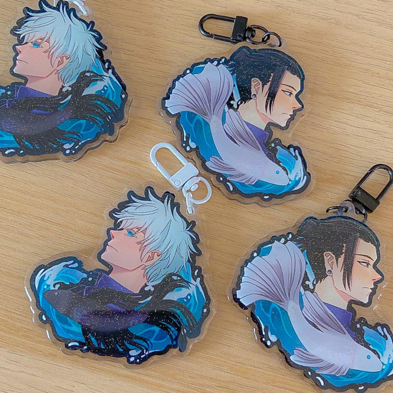 Jujutsu Kaisen Gojo & Geto Betta Fish Glitter Epoxy Keychain - Etsy