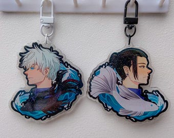 Jujutsu Kaisen Gojo & Geto Betta Fish Glitter Epoxy Sleutelhanger