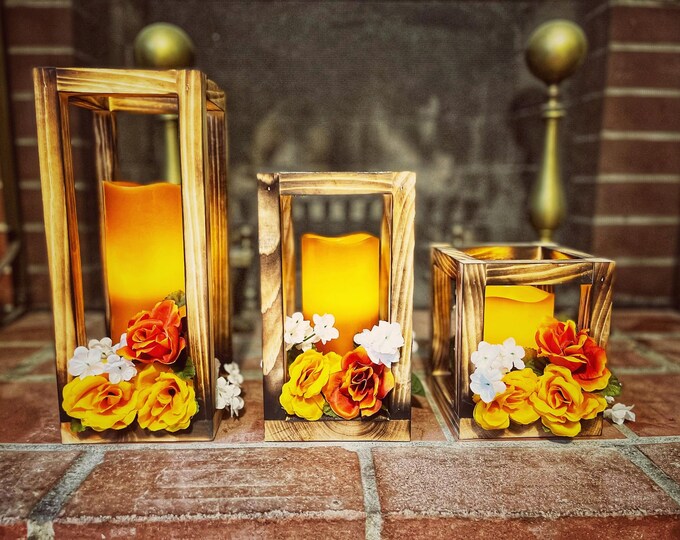 Wooden Candle Lantern, Wedding Centerpiece, Lantern Centerpiece, Rustic