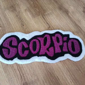 Scorpio Star Sign Custom Tufted Decor Rug, Astrology, Purple White Black