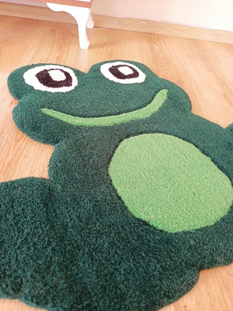 Frog Rug Tufted Green Frog Tufted Handmade Kawaii Rug, Personalized Colors - Etsy