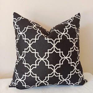 Geometric Pillow Cover: Black & White Cotton Throw, Double-Sided Print