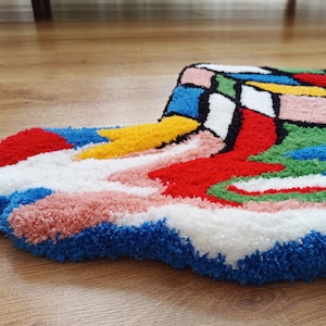 Colorful fused Tufted Rubiks cube Rug and wall hanging non-slip base decorative room decor