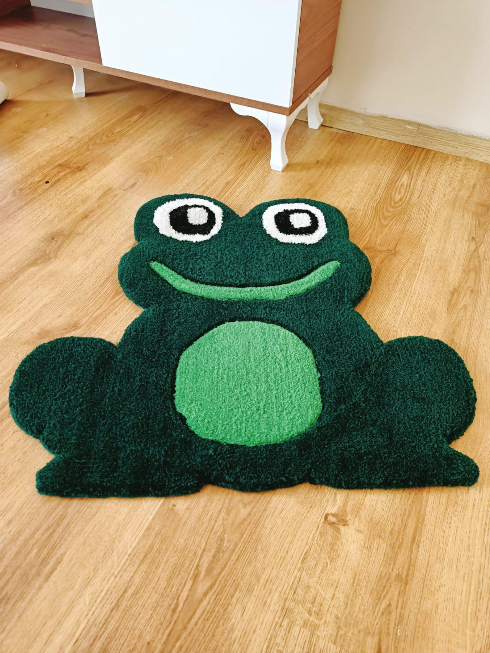 Green Frog Tufted Handmade Kawaii Rug, Personalized Colors - Etsy