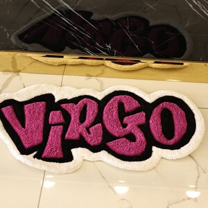 Virgo Rug Rats Customizable Virgo Zodiac Hand Tufted Rug, Horoscope Celestial Word ...