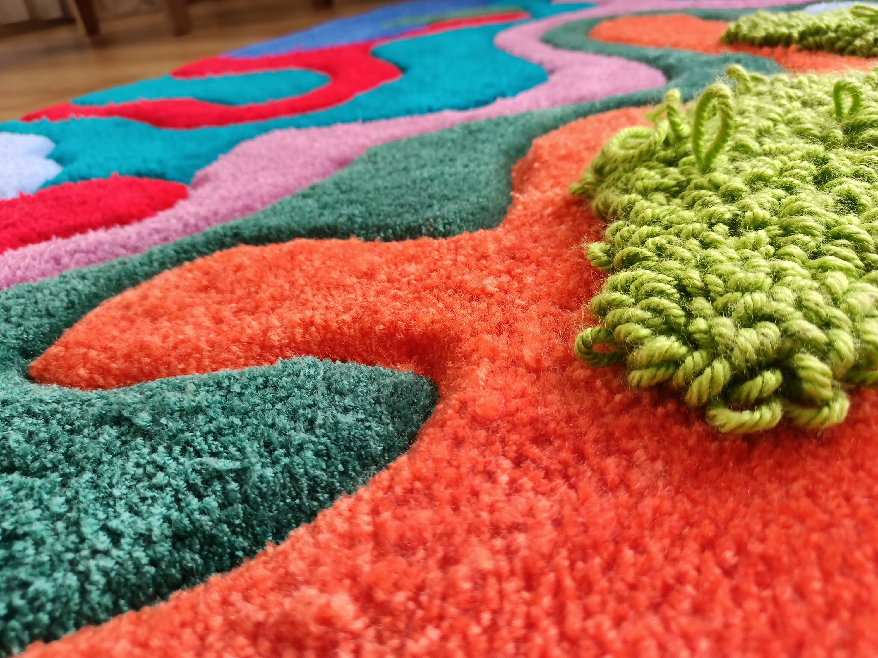 Irregular Multicolor Abstract 100% Hand Tufted Rug, Modern Art Unique ...