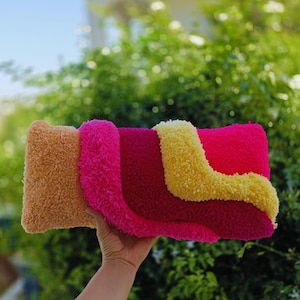 Funda de almohada 3D esponjosa con mechones ondulados y colores vibrantes, decoración del hogar, colores personalizables