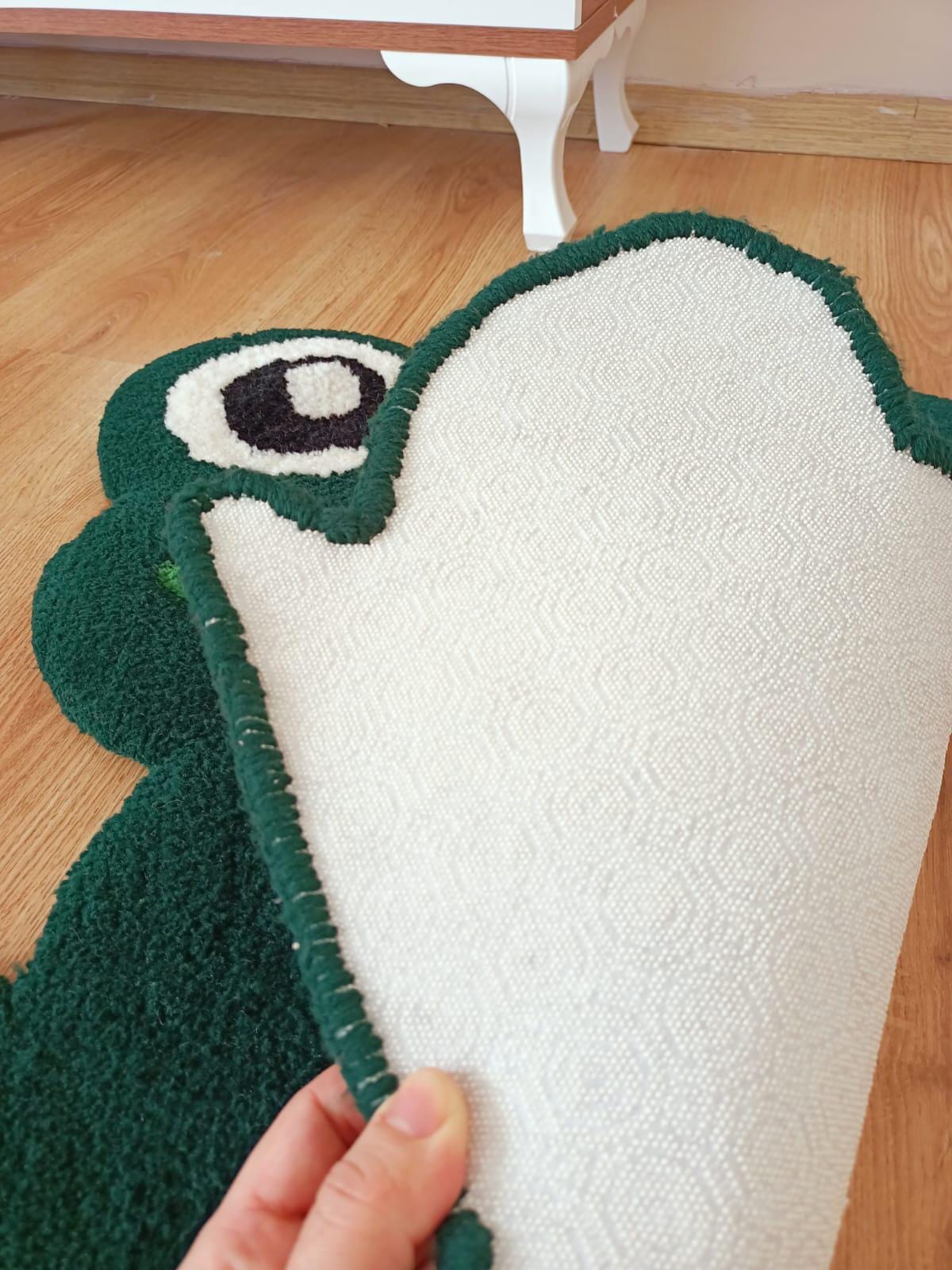 Green Frog Tufted Handmade Kawaii Rug, Personalized Colors - Etsy