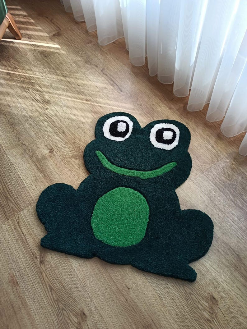 Frog Rugs Green Frog Tufted Handmade Kawaii Rug, Personalized Colors - Etsy