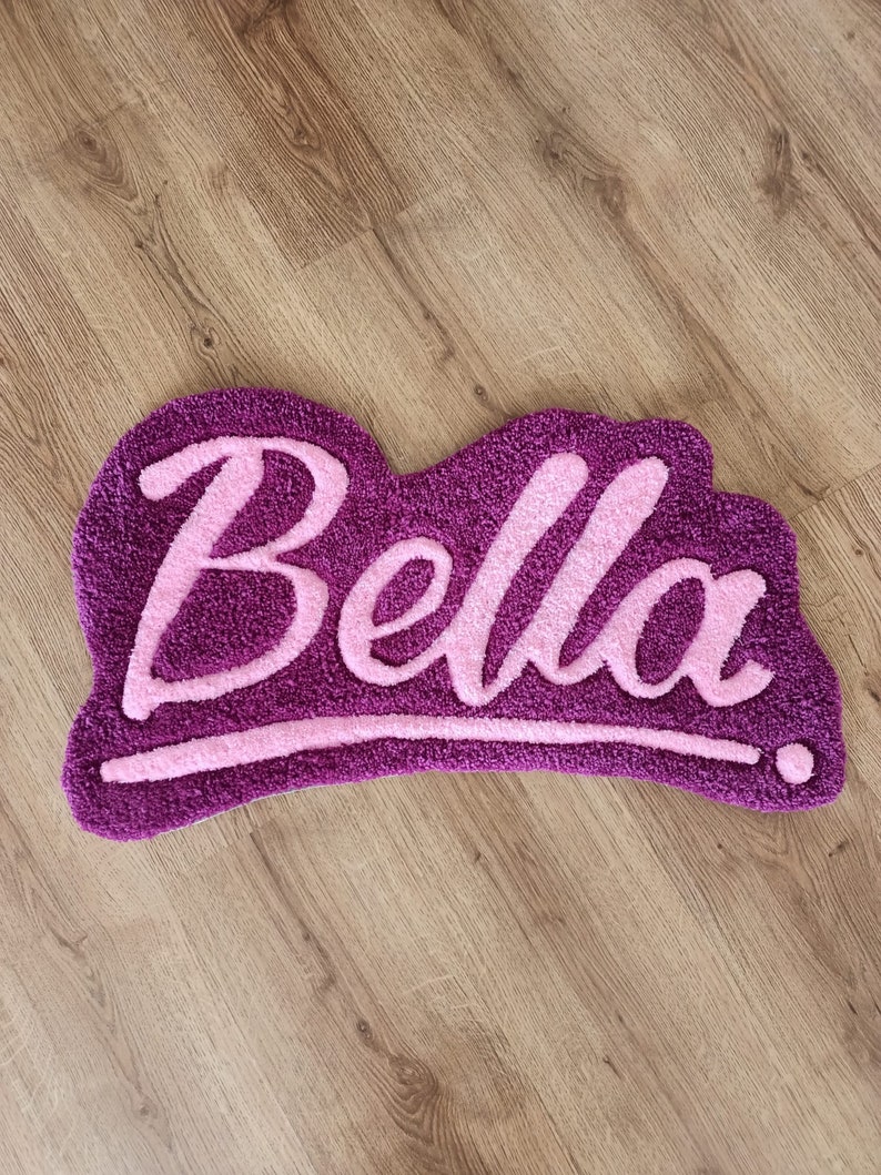 Pink Bella Style Custom Name for Girls Handmade Tufted Rug - Etsy