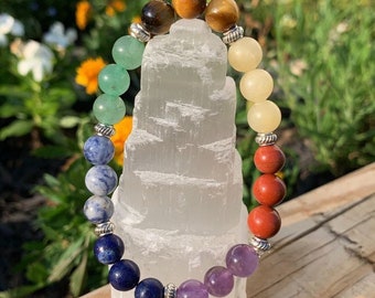 7 Chakra Gemstone Bracelet | Healing Bracelet, Meditation Bracelet, 8mm