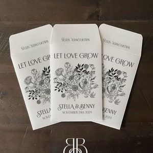 Let Love Grow Wedding Favor, Custom Seed Packets, Flower Seed Wedding Favor, Flower Seed Party Favors, Bridal Shower Favors, SEEDS INCLUDED