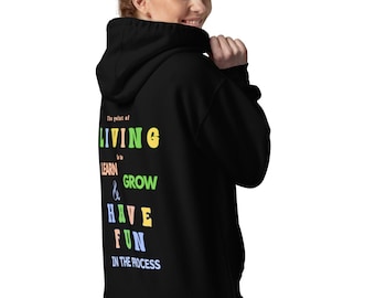 Motivational and positivity unisex hoodie, Black hoodie with a witty and inspirational statement