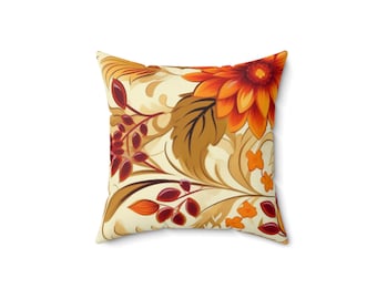 Indoor Flower Design Spun Polyester Square Pillow
