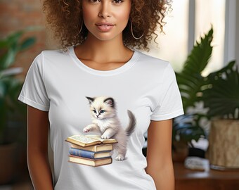 Bookish Ragdoll Kitty Unisex T-Shirt, Ragdoll Cat Shirt, Cute Ragdolls Cat Shirt - Perfect for Cat Lovers