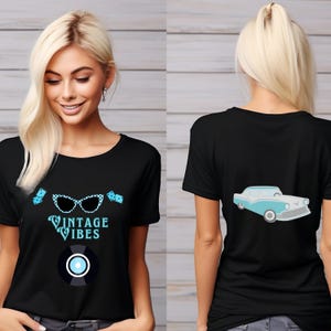 Vintage Vibes T-Shirt | Retro Graphic Tee | 50s Inspired Bella+Canvas 3001 Shirt | Unisex Rockabilly Tee | Classic Vinyl & Sunglasses Design