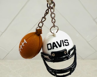 Personalized Football Helmet Keychain, Football Bag Tag
