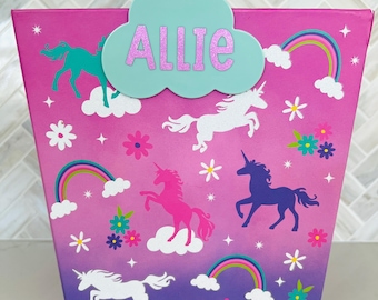 Personalized Unicorn Birthday Bucket: Rainbows & Glitter Gift