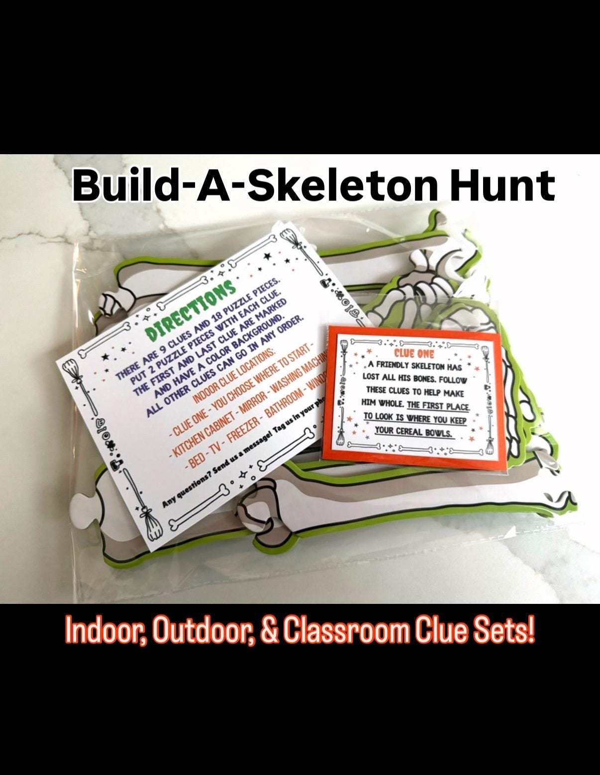 Halloween Build-A-Skeleton Scavenger Hunt Kit: Family Puzzle Game,…