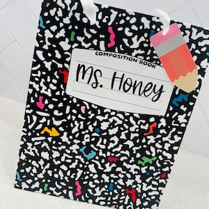 Composition Notebook Gift Bag, Back to School  Gift Bag, Personalized  Teacher Appreciation Gift, Notebook Gift Bag For Teachers and Staff