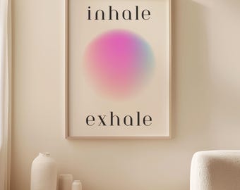 Inhale Exhale Yoga Poster, Calming Wall Art for Anxiety Relief, Breathe Meditation Print, Relaxation Home Decor Spiritual Aura Artwork