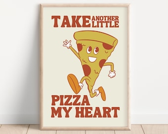 Cartoon Pizza Print, Funny Lyrics Pun Wall Art, Mascot Character Retro  Poster, Food Poster, Cute Kitchen Decor, Music Lover Gift