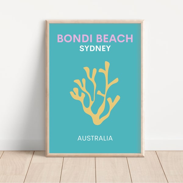 Impression Bondi Beach, affiche Sydney, affiche d'art Australie, affiche de voyage, impression audacieuse simple, impression envie de voyager, art mural surf