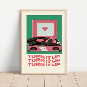 Record Poster, Retro Music Poster, Old School Music Wall Art, Printable Gifts for Music Lover, Record Player Print