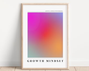 Plakat Growth Mindset, Sztuka rozwoju osobistego, Inspirujący plakat z codziennymi afirmacjami, Plakat Aura, Wydruk samodoskonalenia