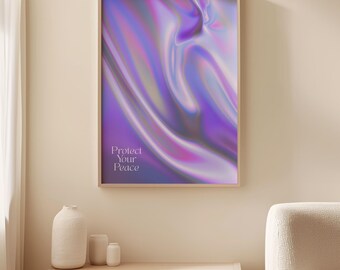 Protect Your Peace Wall Art, Yoga Poster for Anxiety Relief, Meditation Wellness Print, Zen Relaxation Home Decor Spiritual Aura Artwork