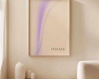 Inhale Wall Art, Aura Print, Calming Yoga & Meditation Decor