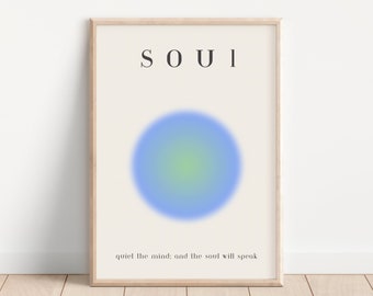 Plakat duszy, wydruk aury uważności, plakat zdrowia psychicznego, dekoracja biura terapii numerów aniołów, plakat jogi z afirmacją do druku