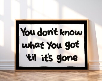 Positive Quote Print, Landscape Poster Typography Wall Art, Music Print Lyrics Artwork, Motivational Decor, Inspirational Saying Retro Print