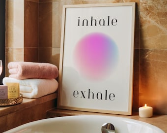 Inhale Exhale Print, Calming Wall Art for Anxiety Relief, Breathe Poster, Mindfulness Decor, Relaxing Home Wall Art