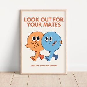 Plakat Feelings, Preppy Wall Art, Funky Wall Art, Zabawny wystrój klasy, Najlepszy przyjaciel, plakat motywacyjny, Retro Cartoon Print