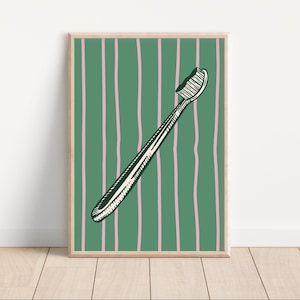 Master Bathroom Decor, Elegant Bathroom Decor, Toilet Art Print, Guest Bathroom, Fun Bathroom Decor, Tooth Brush Vintage Classy Wall Art