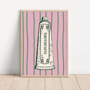 Master Badezimmer Dekor, elegantes Badezimmer Dekor, Toilette Kunstdruck, Gästetoilette, lustiges Badezimmer Dekor, Zahnpasta Vintage edle Wandkunst