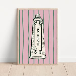 Master Bathroom Decor, Elegant Bathroom Decor, Toilet Art Print, Guest Bathroom, Fun Bathroom Decor, Toothpaste Vintage Classy Wall Art