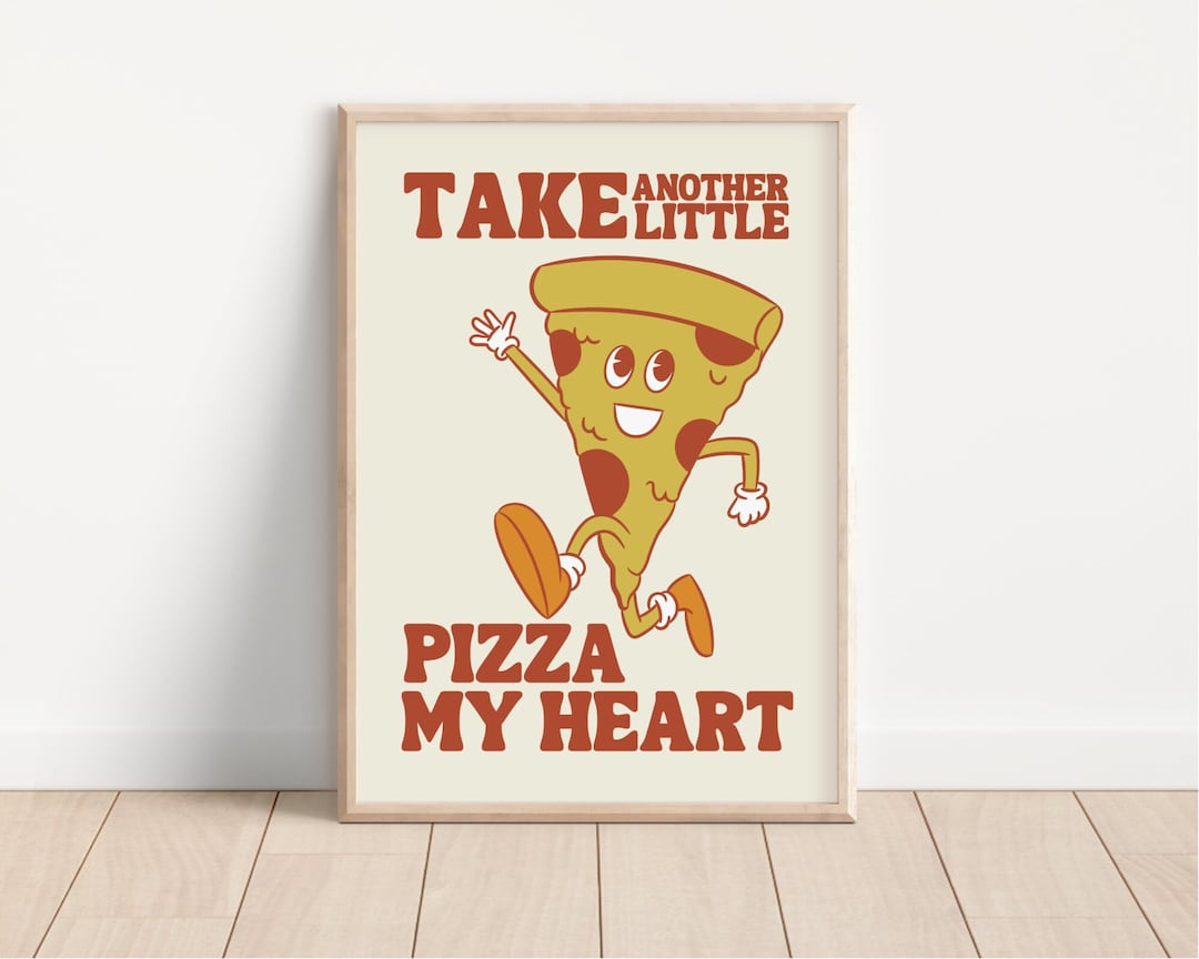 Cartoon Pizza Print, Funny Lyrics Pun Wall Art, Mascot Character Retro  Poster, Food Poster, Cute Kitchen Decor, Music Lover Gift