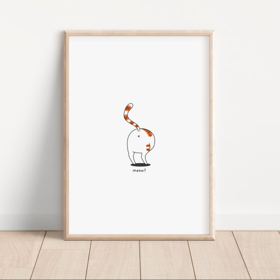 Funny Cat Poster, Toilet Art Print, Preppy Wall Art, Pet Illustration, Funky Wall Art, Toilet Prints, Funny Bathroom Decor, Cat Lover