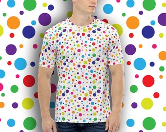 Polka Dot t-shirt - Men's crew neck tee with all-over colorful polka dots print - Sizes XS - 2XL