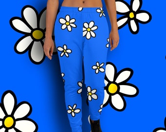 Flowers Joggers - Pantalon de survêtement recyclé pour femmes avec de grandes fleurs graphiques sur l'ensemble - Tailles XS - 3XL