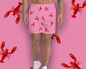 Lobster Shorts - Men's Recycled Athletic Shorts with all-over lobsters pattern print - Sizes 2XS - 6XL