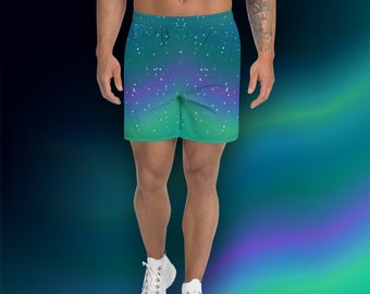 Northern Lights Shorts - Men's Recycled Athletic Shorts with all-over aurora borealis print - Sizes 2XS - 6XL