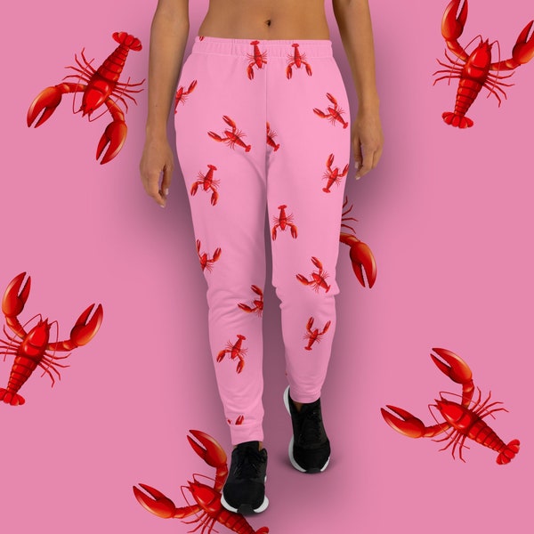 Lobster Joggers - Women's recycled sweatpants with all-over lobsters pattern print - Sizes XS - 3XL