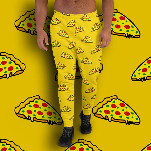 Pizza Joggers - Men's recycled sweatpants with all-over pizza pattern print - Sizes XS - 3XL