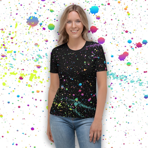 Paint Splatter Shirt - Women's crew neck tee with all-over paint splatter print - Sizes XS - 2XL